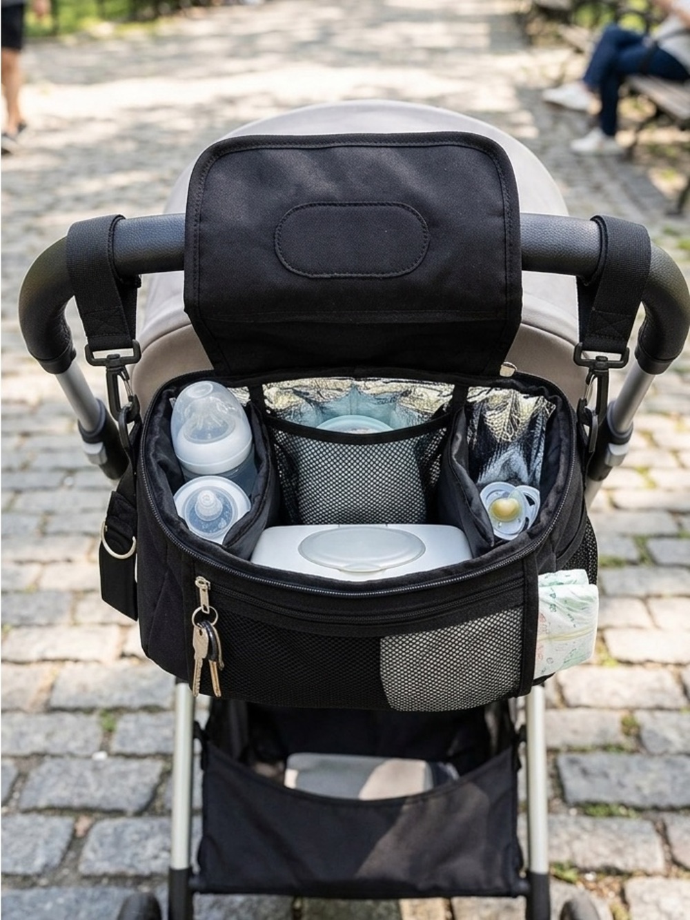 Black Universal Stroller Organizer Bag - Baby Essentials Caddy